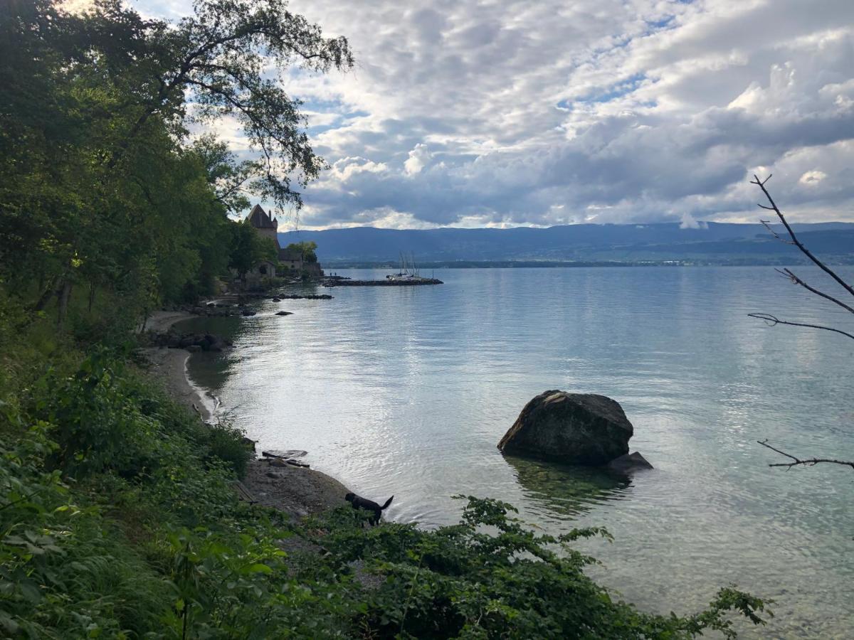 A Room With A View - Maisonnette Dans Bourg Medieval Au Bord Du Lac Leman Yvoire Exteriör bild